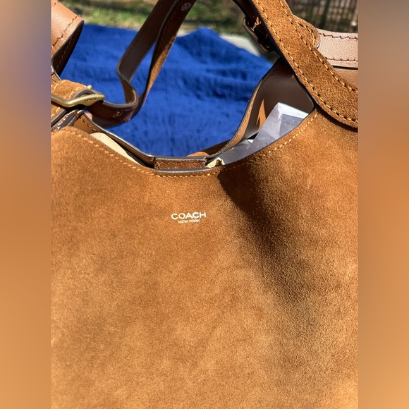 Gramercy Tote Bag in Warm Brown Suede - Picture 2 of 12